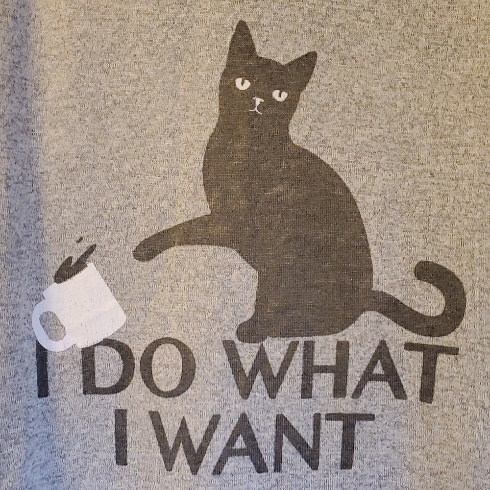 Gray Cat Graphic T-Shirt Sz 2X